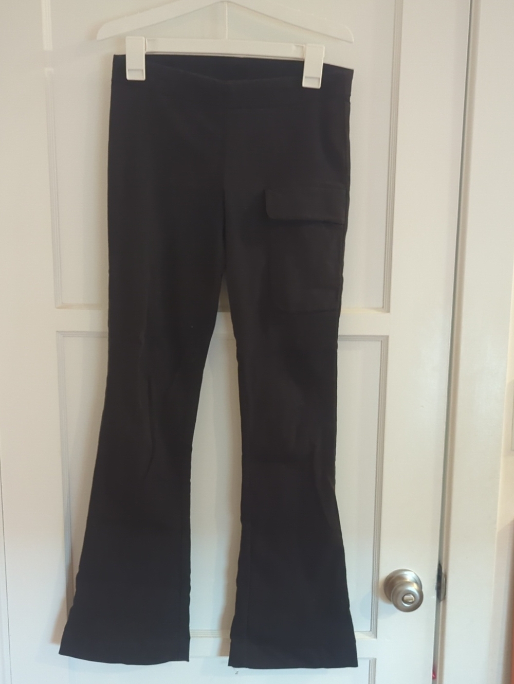Max Studio Black Boot-Cut Cargo Flare Pants